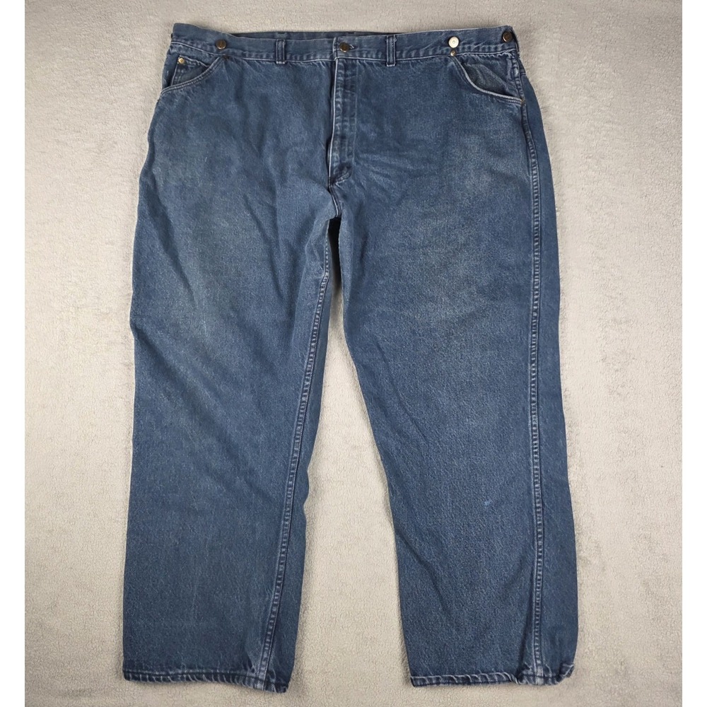Vintage KEY Jeans Mens 50x30 (46x28) Blue Suspender Buttons Workwear Made in USA